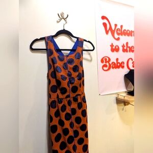 Maeve Vibrant Orange and Blue Polka Dot Dress With Pockets! Size 4